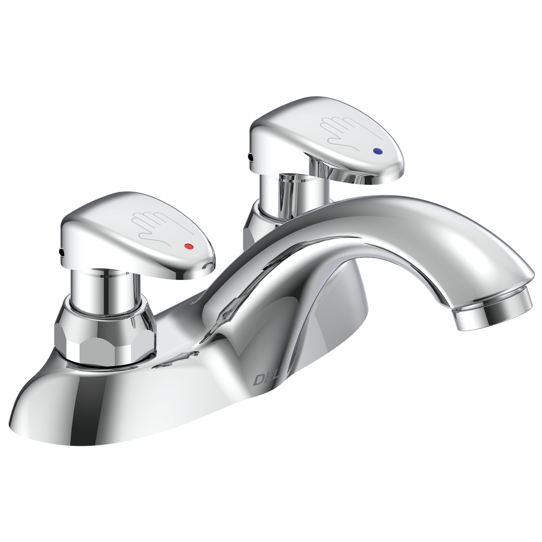 Llave para baño de dos manijas con cartucho medidor de cierre lento