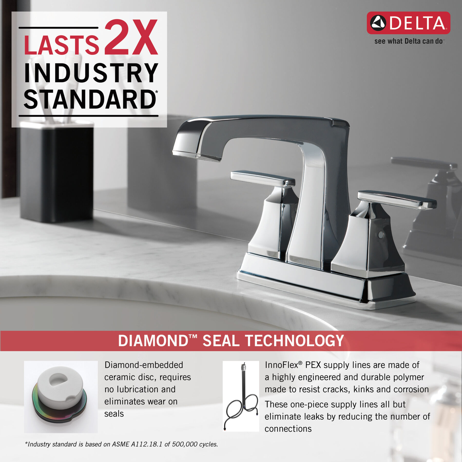 Llave para baño de combinación con dos manijas, imagen 1