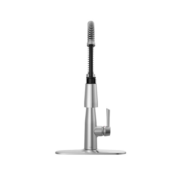 Llave para cocina extensible de una manija con tubo de salida con muelle