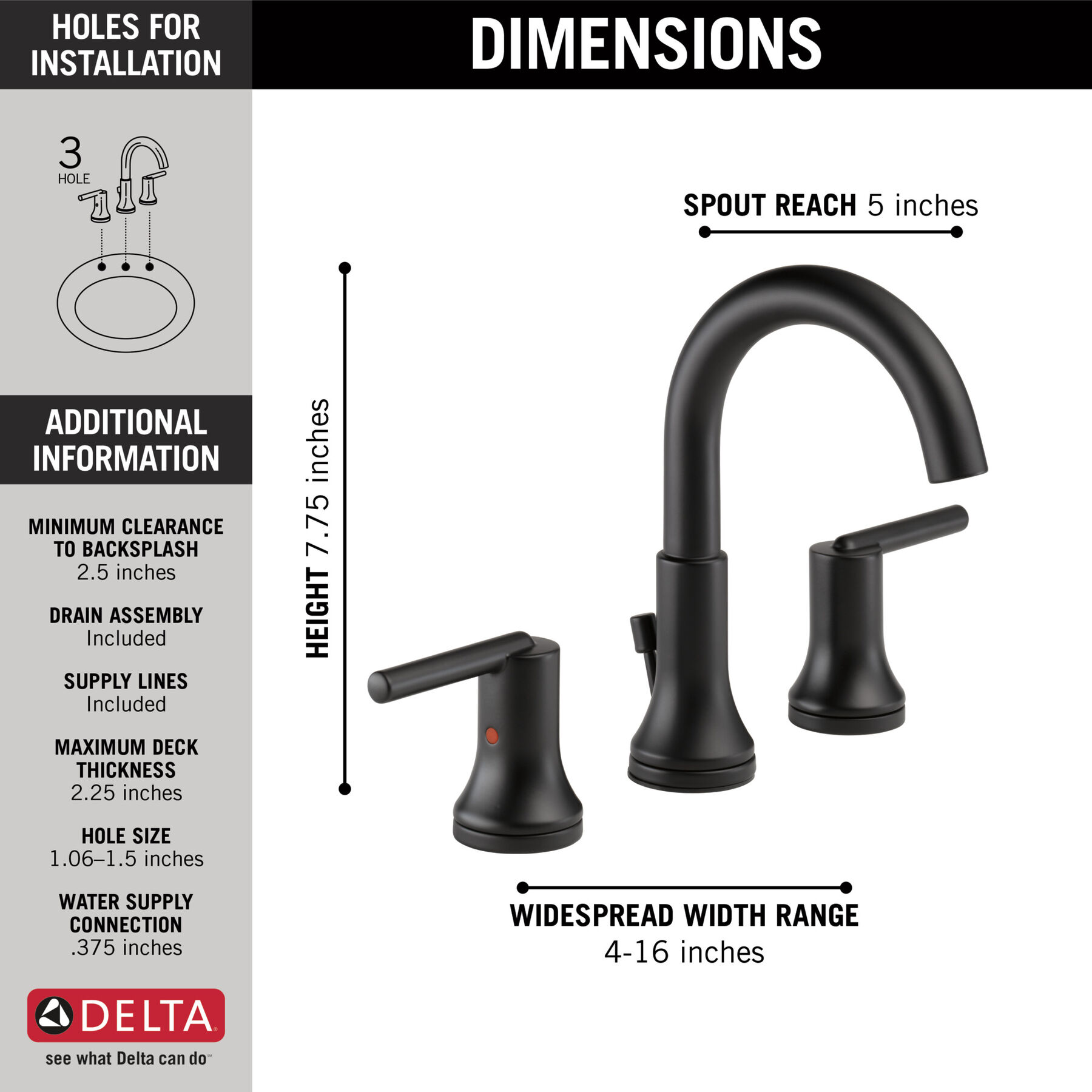 Llave para baño de extensión con dos manijas (producto recertificado), imagen 1