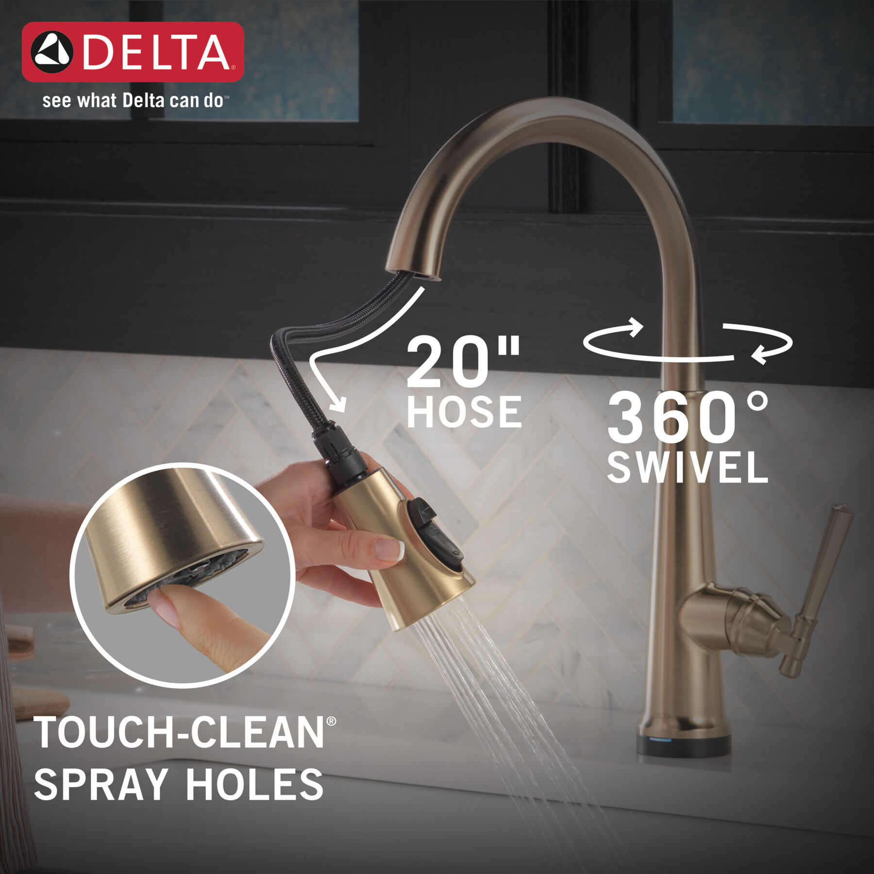 Llave para cocina monomando extensible con tecnología Touch<sub>2</sub>O®, imagen 7