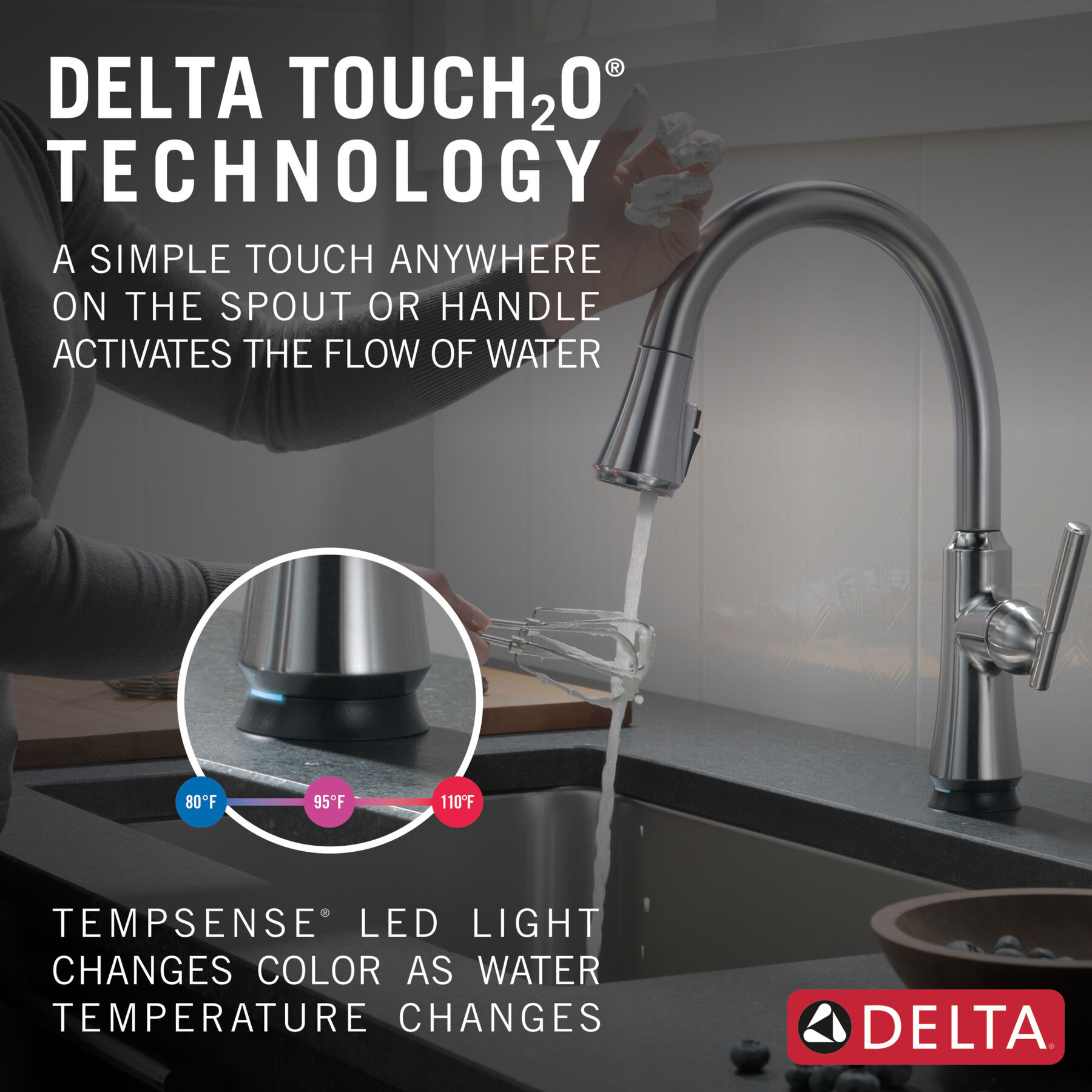 Llave para cocina monomando extensible con tecnología Touch<sub>2</sub>O®, imagen 13