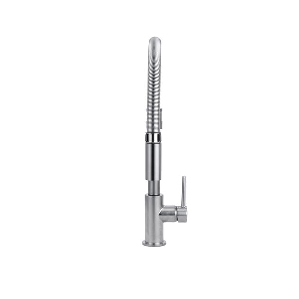 Llave para cocina extensible de una manija con tubo de salida con muelle