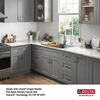 Lavabo de cocina tipo estación de trabajo con dos receptáculos de acero inoxidable calibre 16 de 33" de montaje superior encastrado, con reborde WorkFlow™ y accesorios
