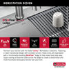 Lavabo de cocina tipo estación de trabajo con un receptáculo de acero inoxidable de 33" de montaje bajo encimera encastrado, con reborde WorkFlow™ y accesorios