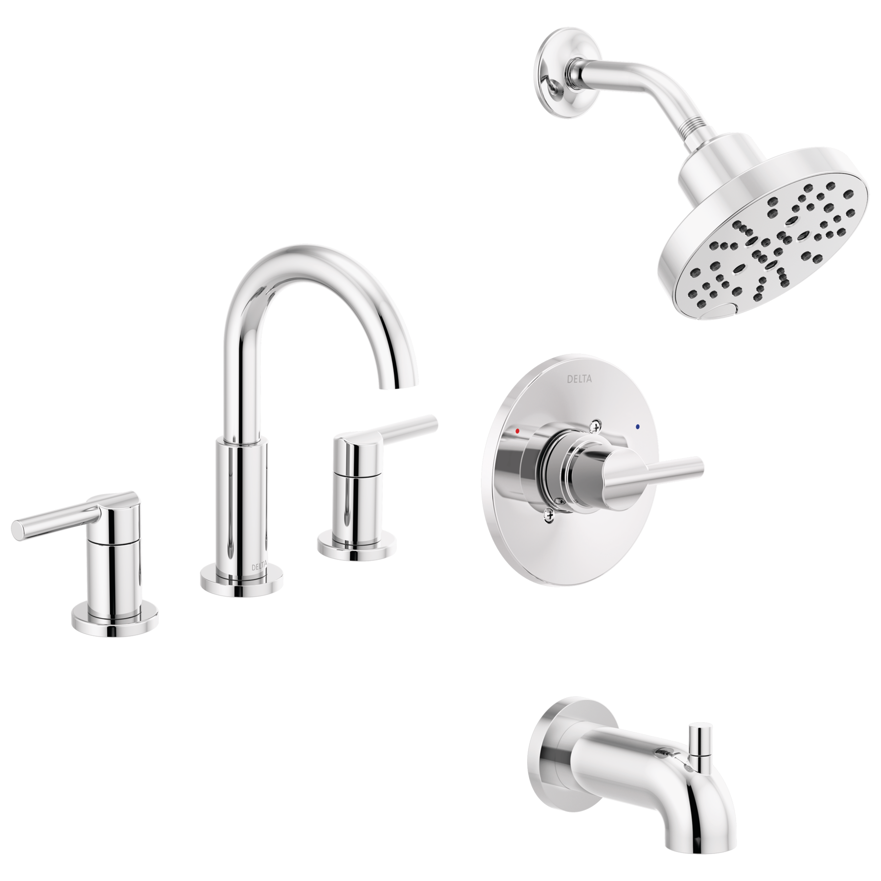 Widespread Lavatory Faucet with Tub Shower Trim Bundle - 14 Series
