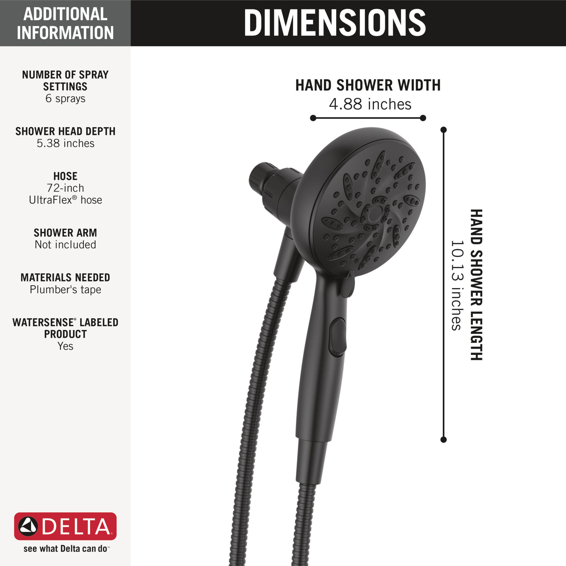 6-Setting SureDock® Magnetic Hand Shower, image 7