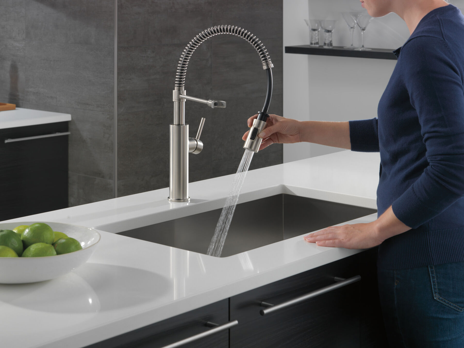 Single-Handle Pull-Down Spring Kitchen Faucet, image 4