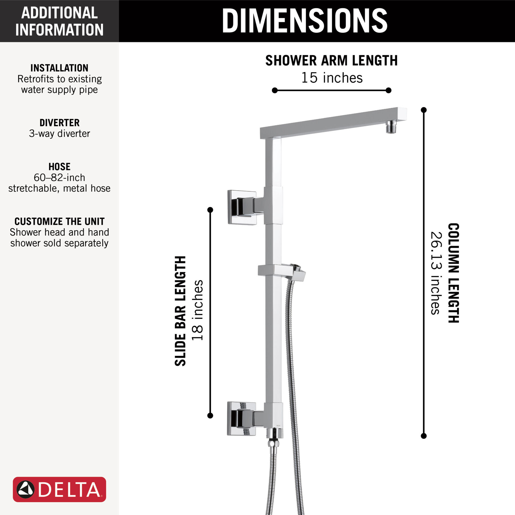 Emerge® 18" Angular Shower Column, image 1