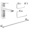 Single Handle Lavatory Faucet with Bathroom Accessories Bundle