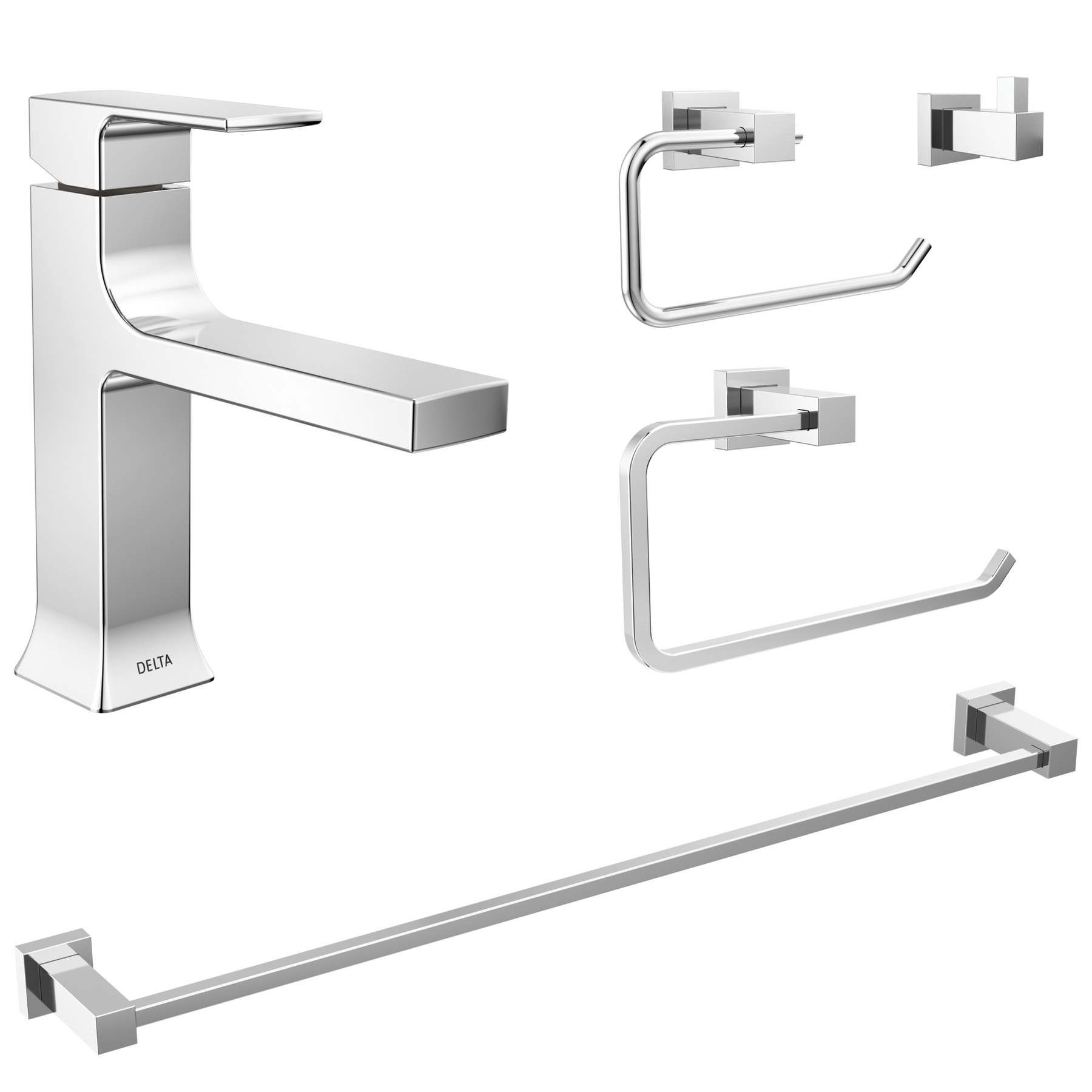 Single Handle Lavatory Faucet with Bathroom Accessories Bundle