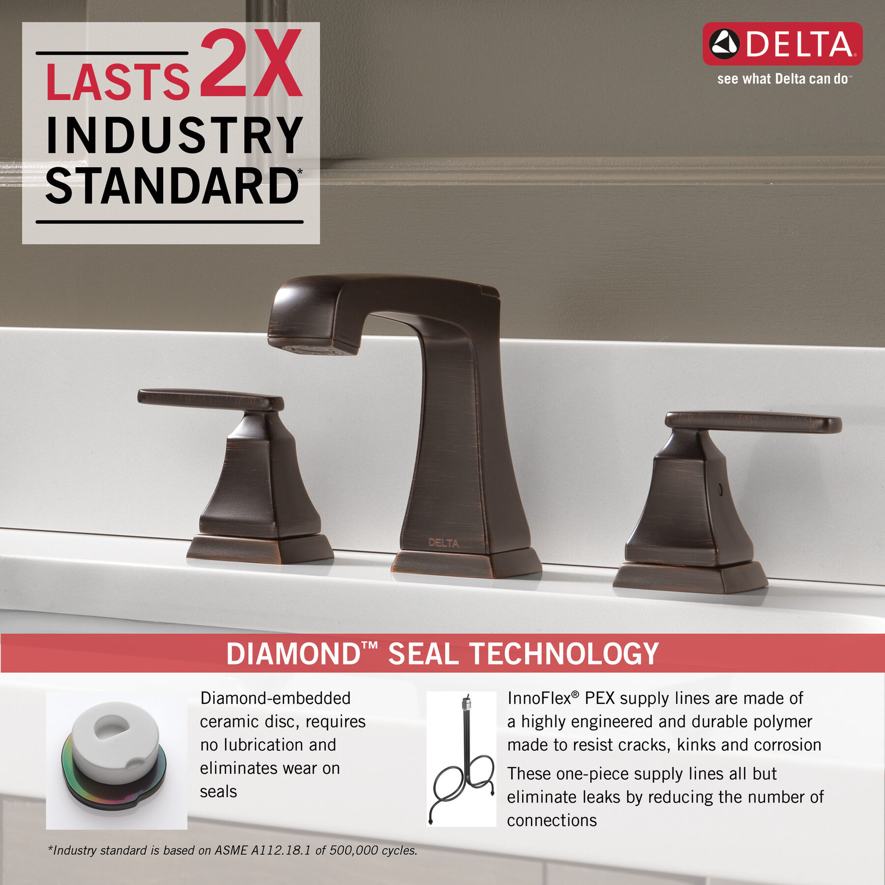 Llave para baño de extensión con dos manijas con EZ Anchor®, imagen 1