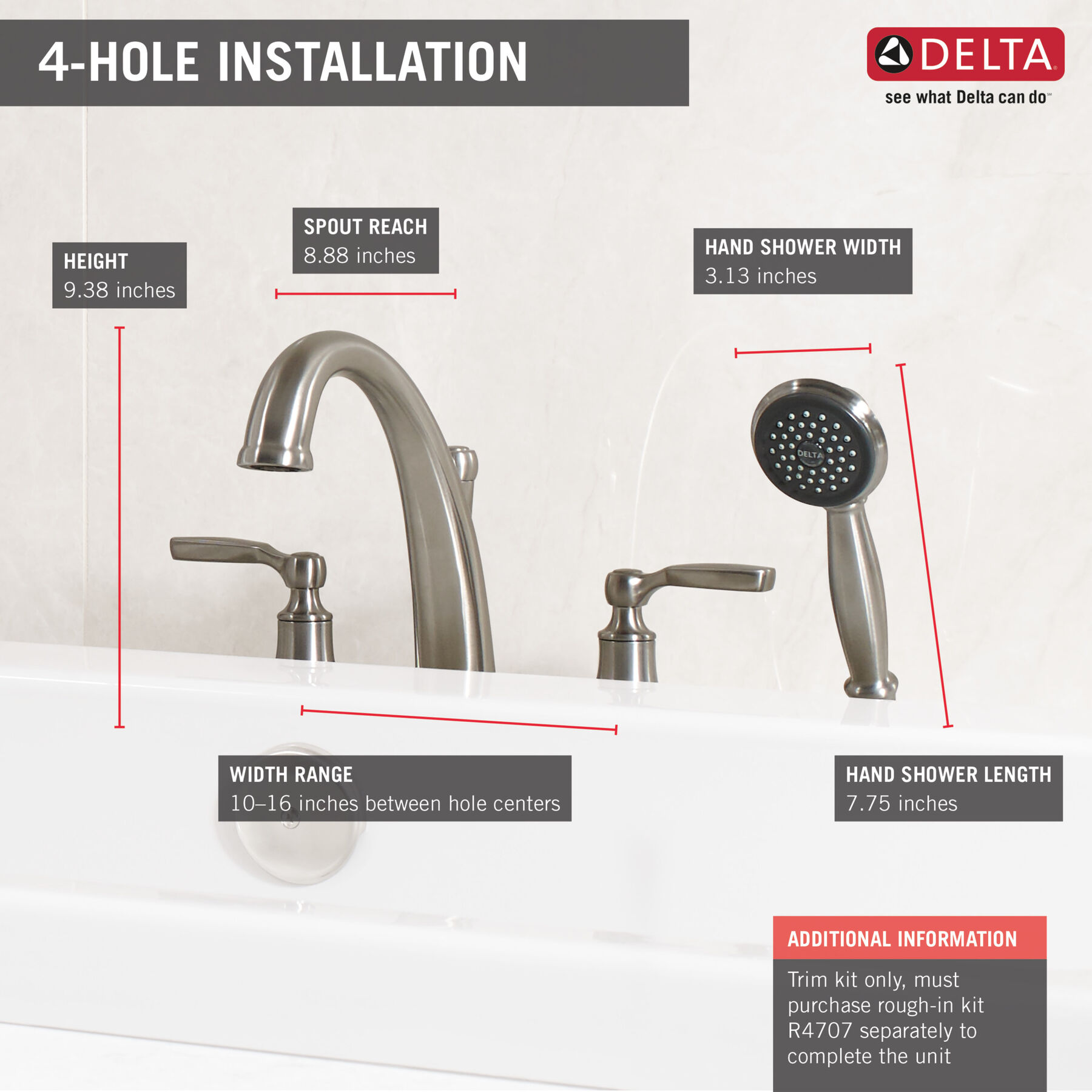 Accesorios de llave para bañera tipo romana con ducha manual 2L (producto recertificado), imagen 1