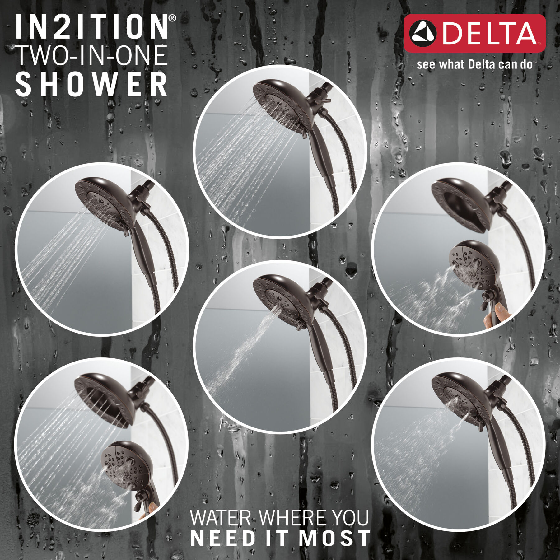 H<sub>2</sub>Okinetic® In2ition® 5-Setting Two-in-One Shower (Recertified), image 2