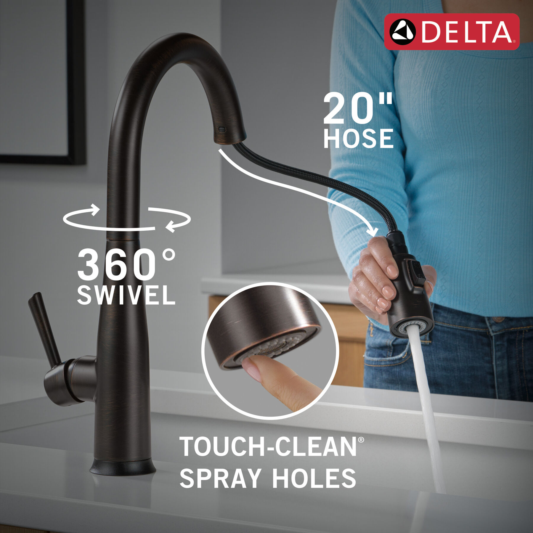 VoiceIQ® Single Handle Pull-Down Faucet with Touch<sub>2</sub>O® Technology, image 9