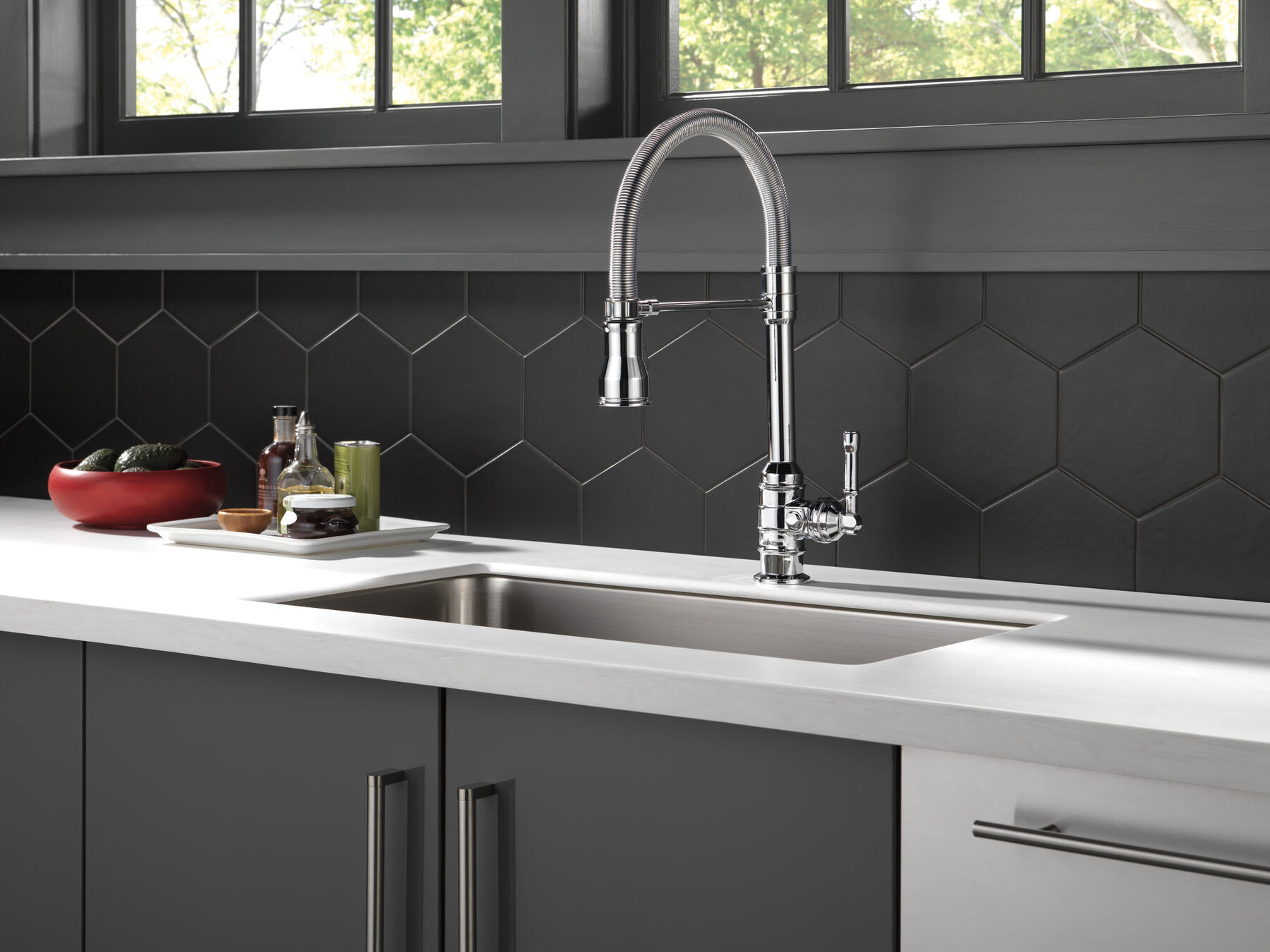 Llave para cocina monomando extensible con salida con resorte, imagen 6