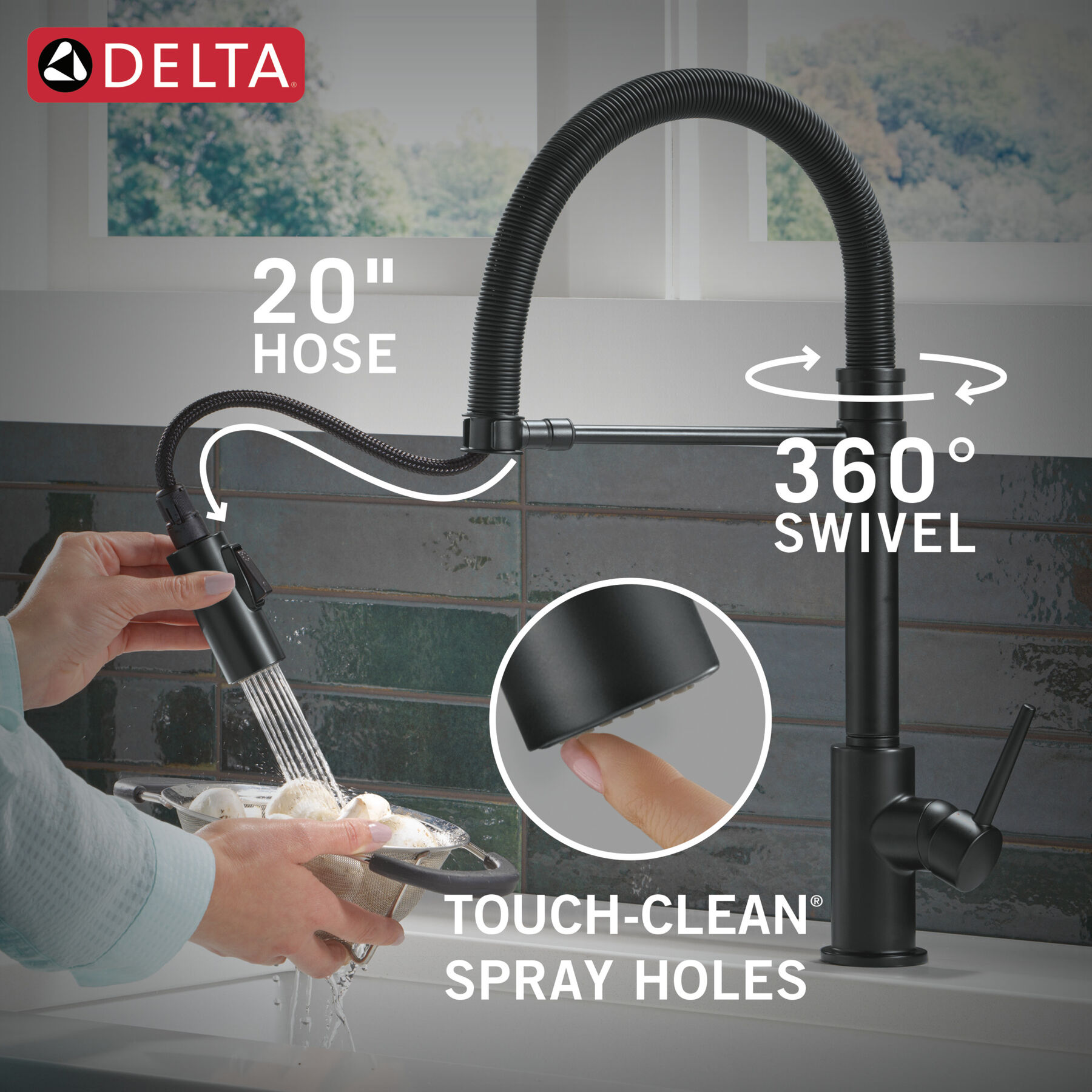 Single-Handle Pull-Down Spring Kitchen Faucet, image 5