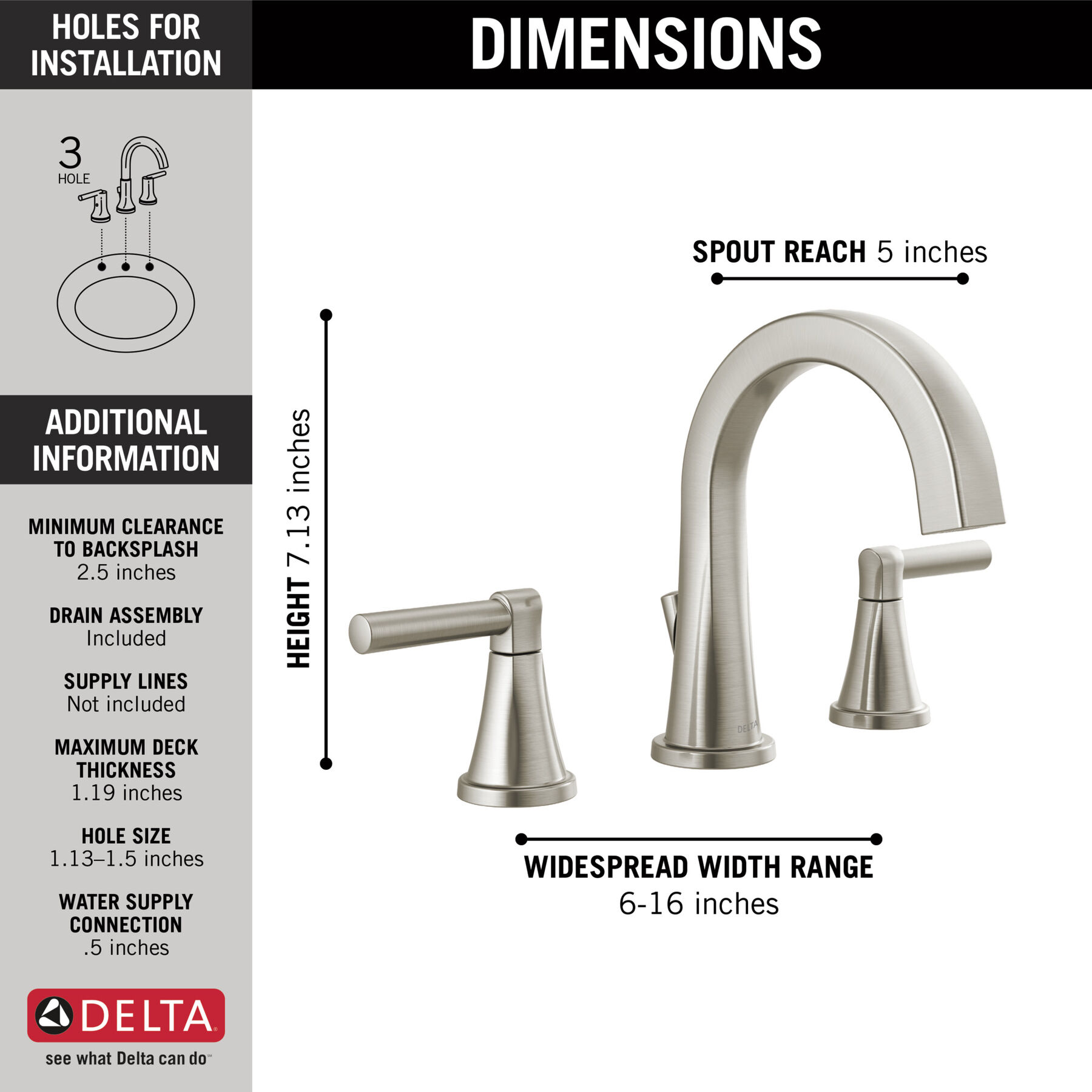 Llave para baño de extensión con dos manijas, imagen 1