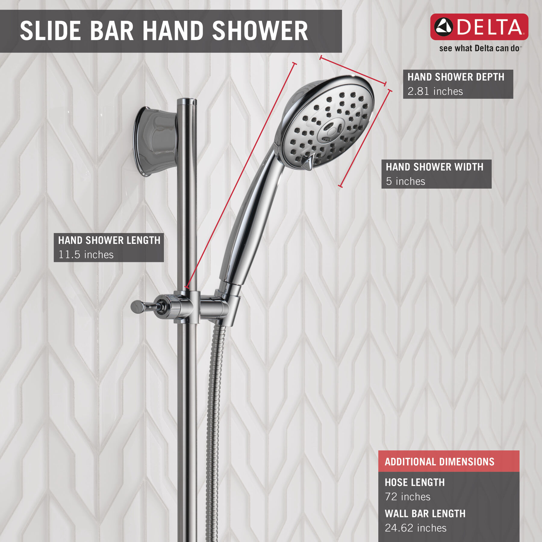 Ducha manual con barra para pared de 3 funciones, imagen 2