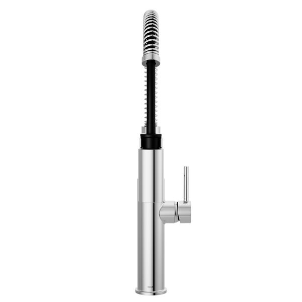 Llave para cocina extensible de una manija con tubo de salida con muelle