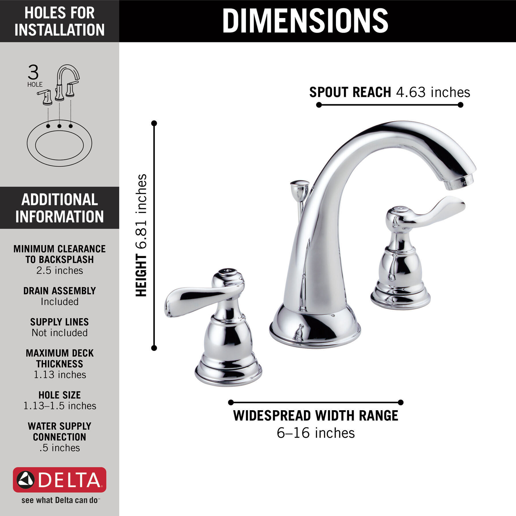 Llave para baño de extensión con dos manijas, imagen 2