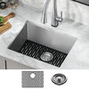 Lavabo de cocina con un receptáculo de acero inoxidable de 23" de montaje bajo encimera con accesorios