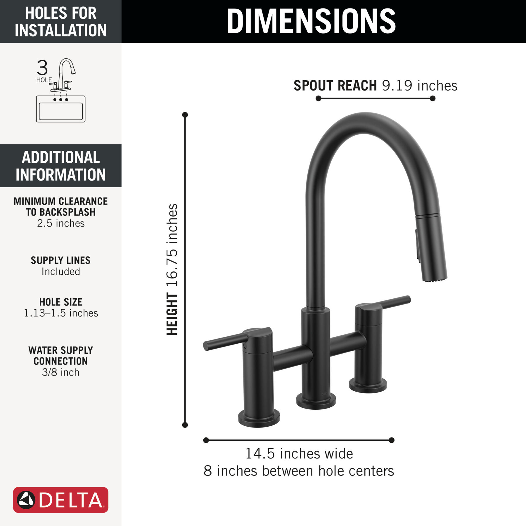 Llave para cocina tipo puente extensible con dos manijas, imagen 1