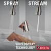 Llave para cocina monomando extensible con dispensador de jabón y tecnología ShieldSpray