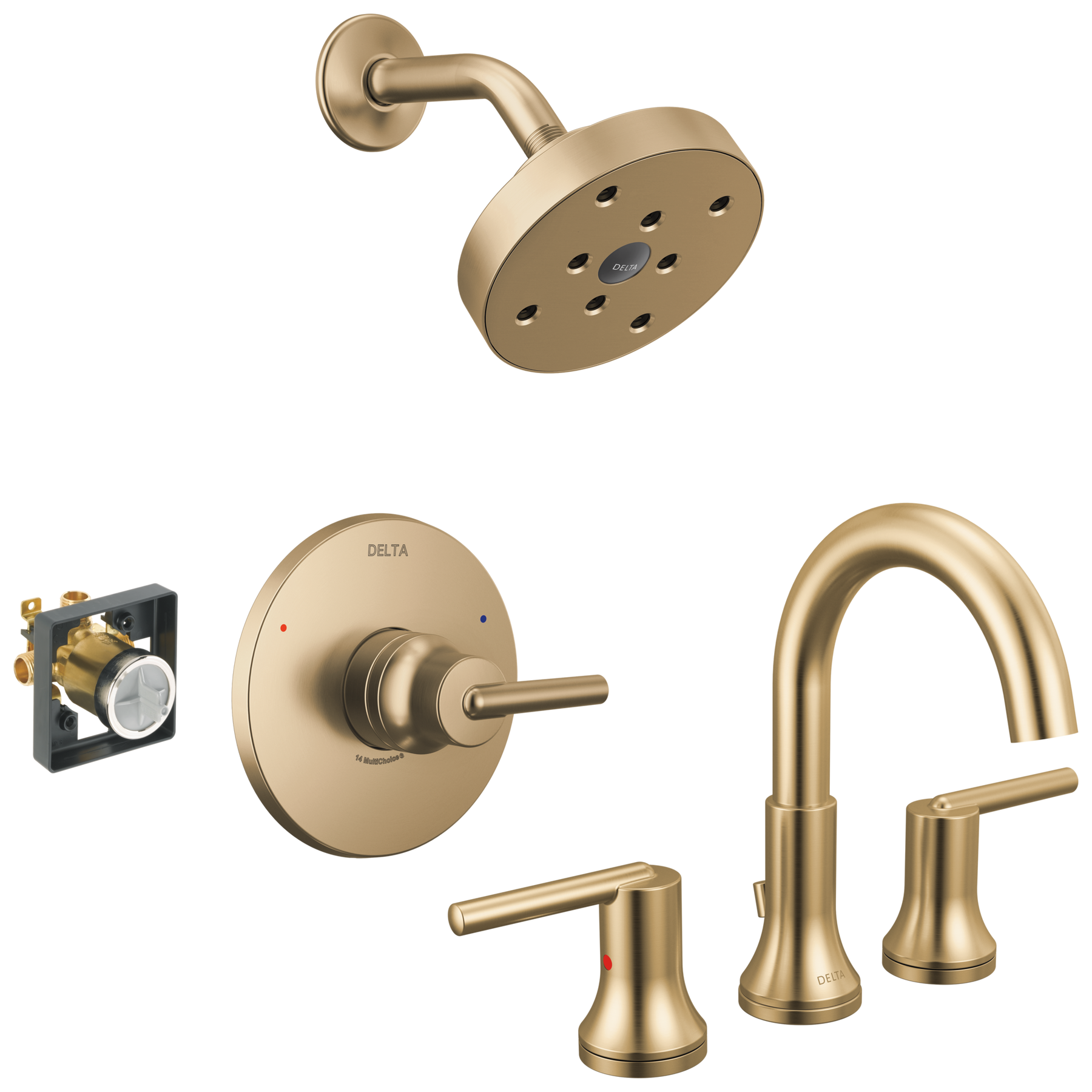 Widespread Lavatory Faucet with Shower Trim and Rough Bundle - 14 Series