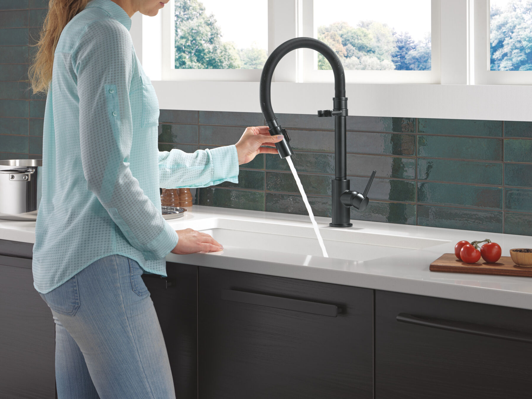 Single-Handle Pull-Down Spring Kitchen Faucet, image 3