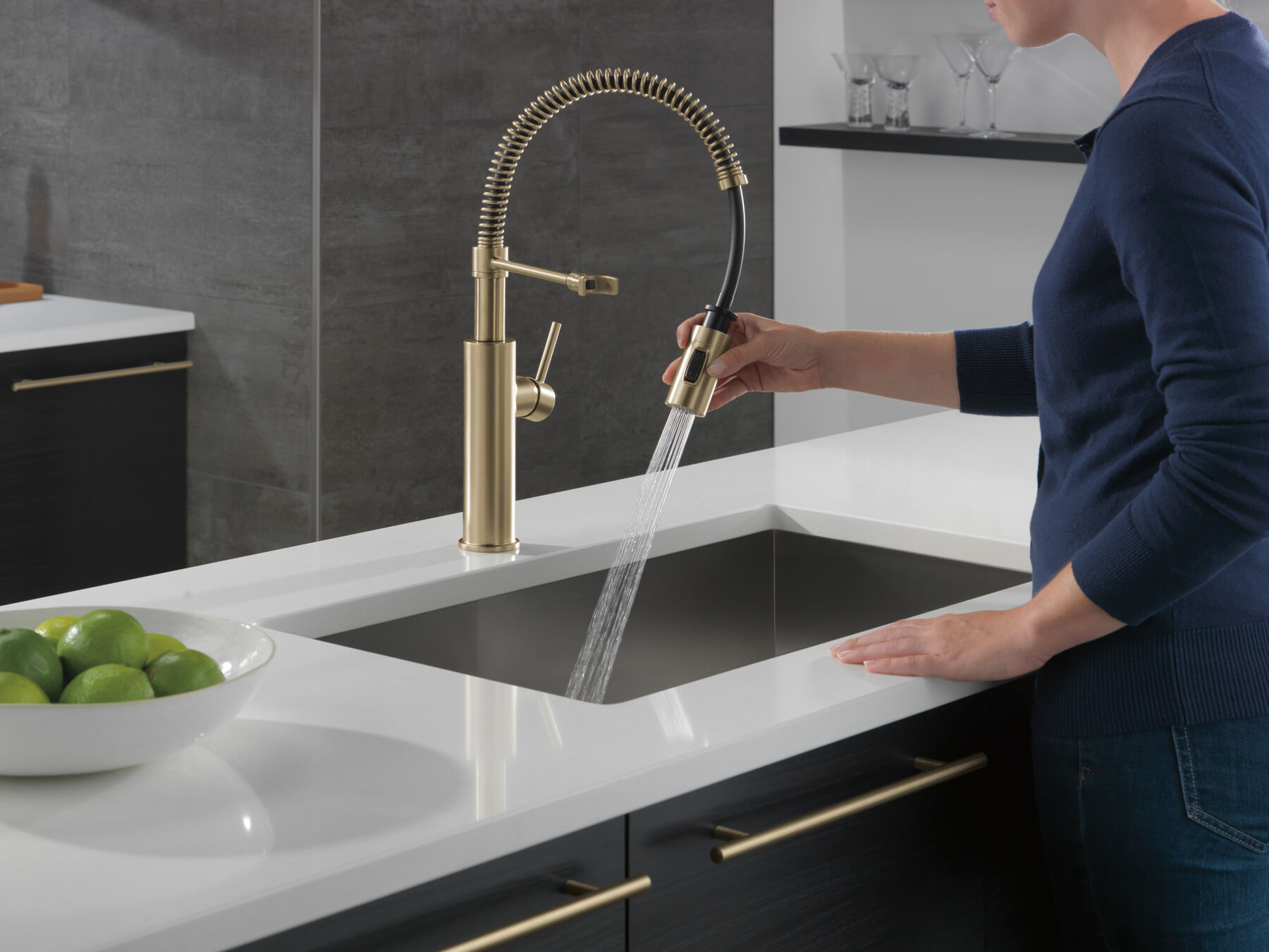 Single-Handle Pull-Down Spring Kitchen Faucet, image 5