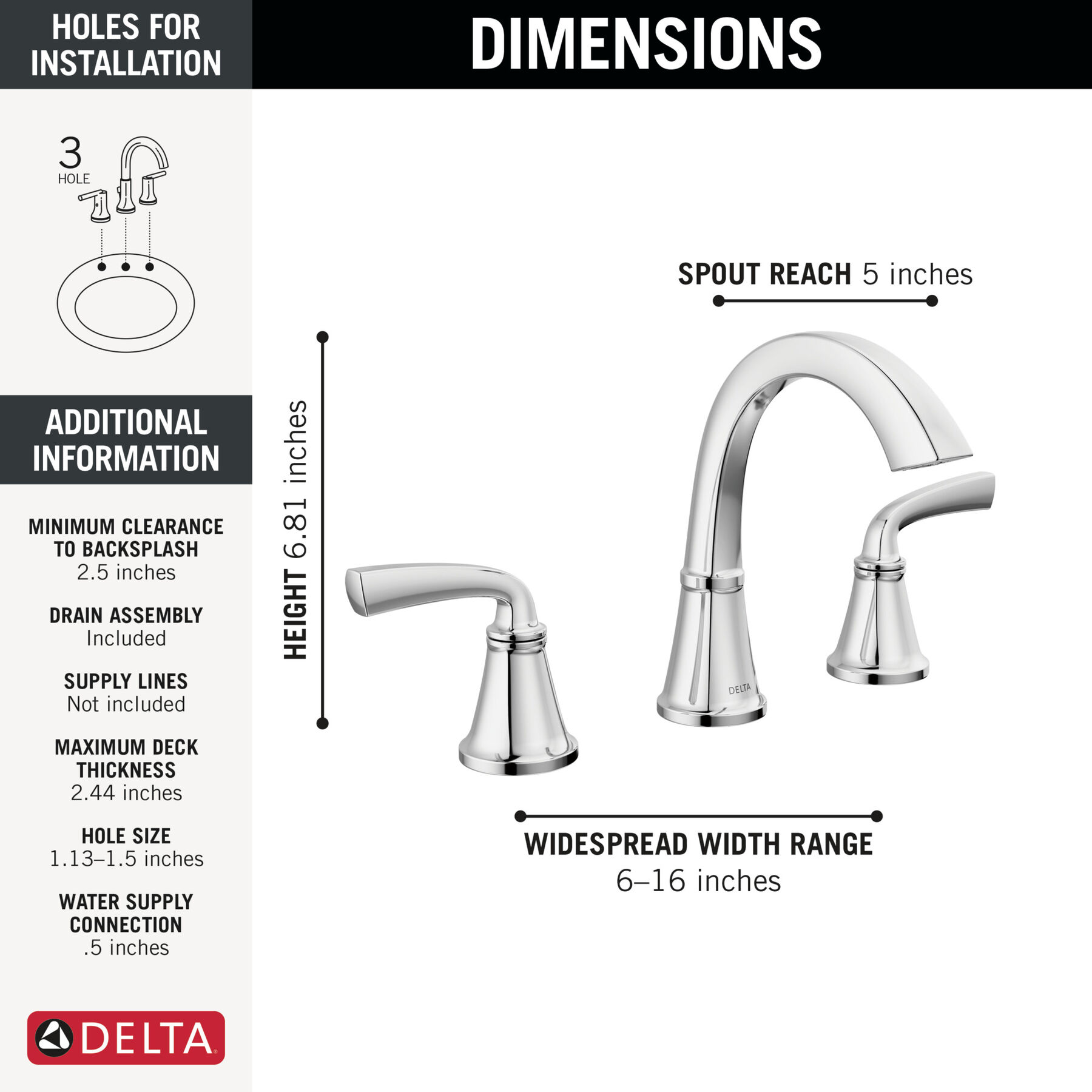 Llave para baño de extensión con dos manijas, imagen 1