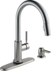 Single Handle Pull-Down Kitchen Faucet with Touch<sub>2</sub>O® Technology Technology and Soap Dispenser