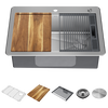 Lavabo de cocina tipo estación de trabajo con un receptáculo de acero inoxidable de 30" de montaje superior encastrado, con reborde WorkFlow™ y accesorios