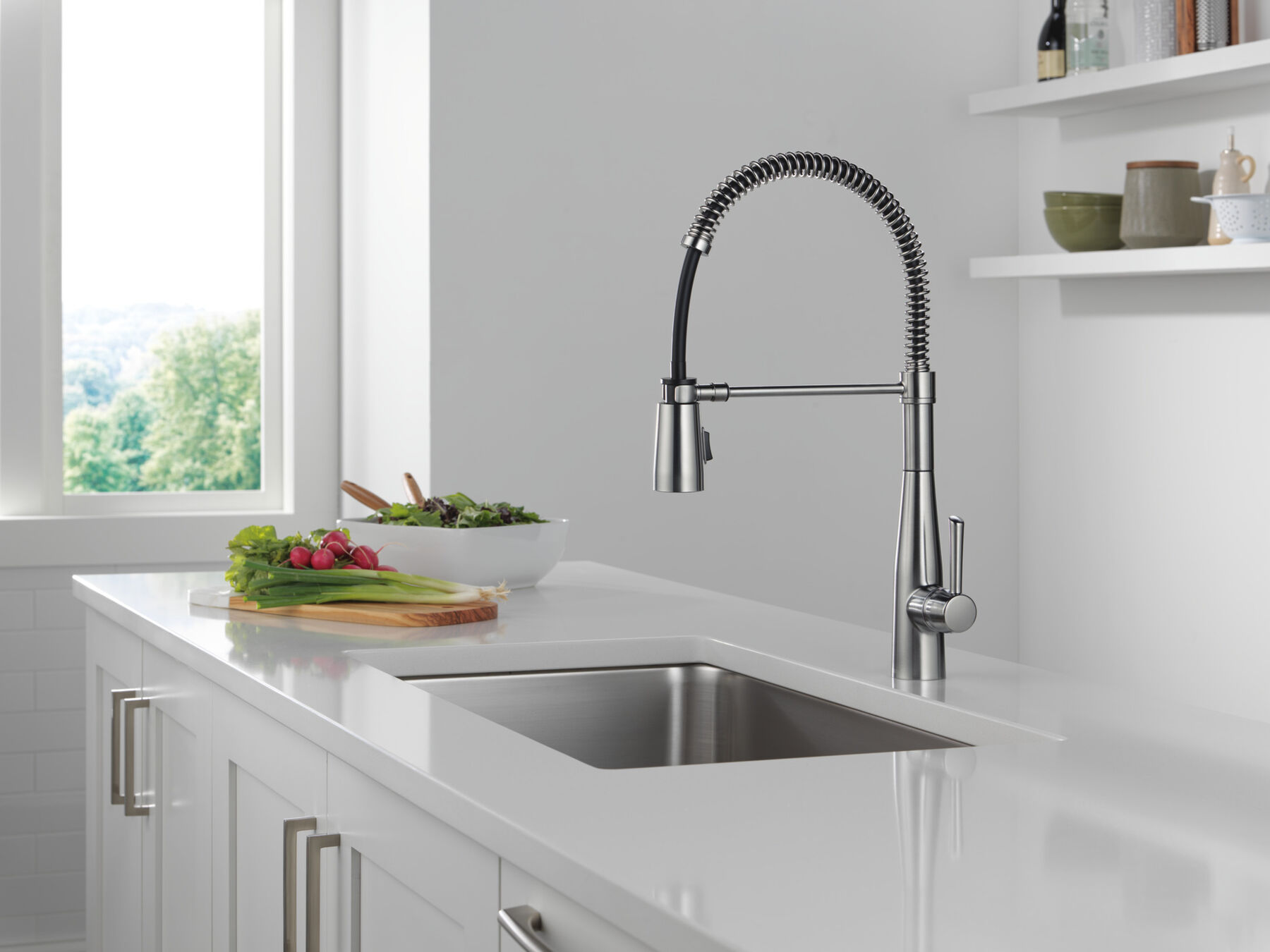 Single-Handle Pull-Down Spring Kitchen Faucet, image 10