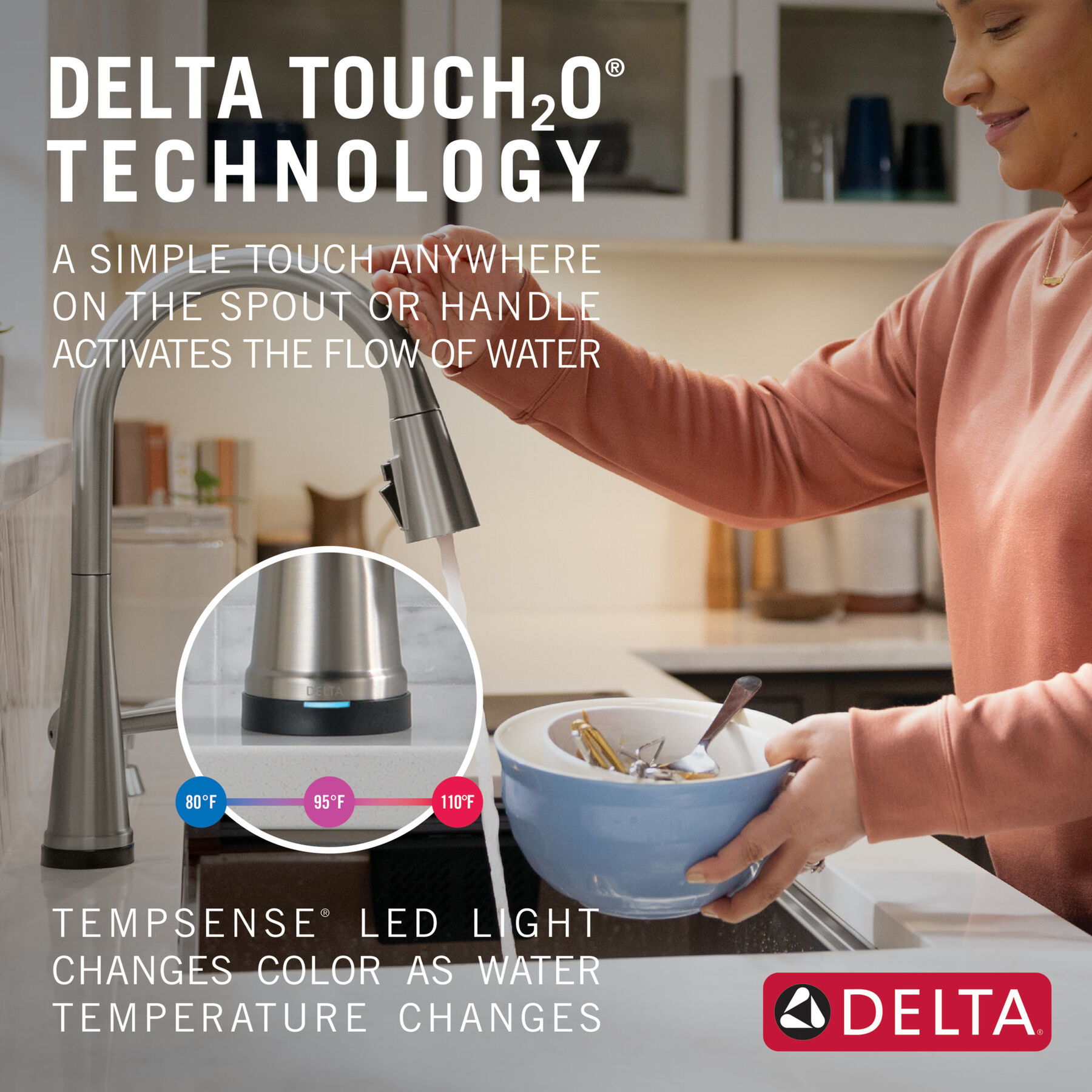Single Handle Pull-Down Kitchen Faucet with Soap Dispenser and Touch<sub>2</sub>O® Technology Technology, image 9