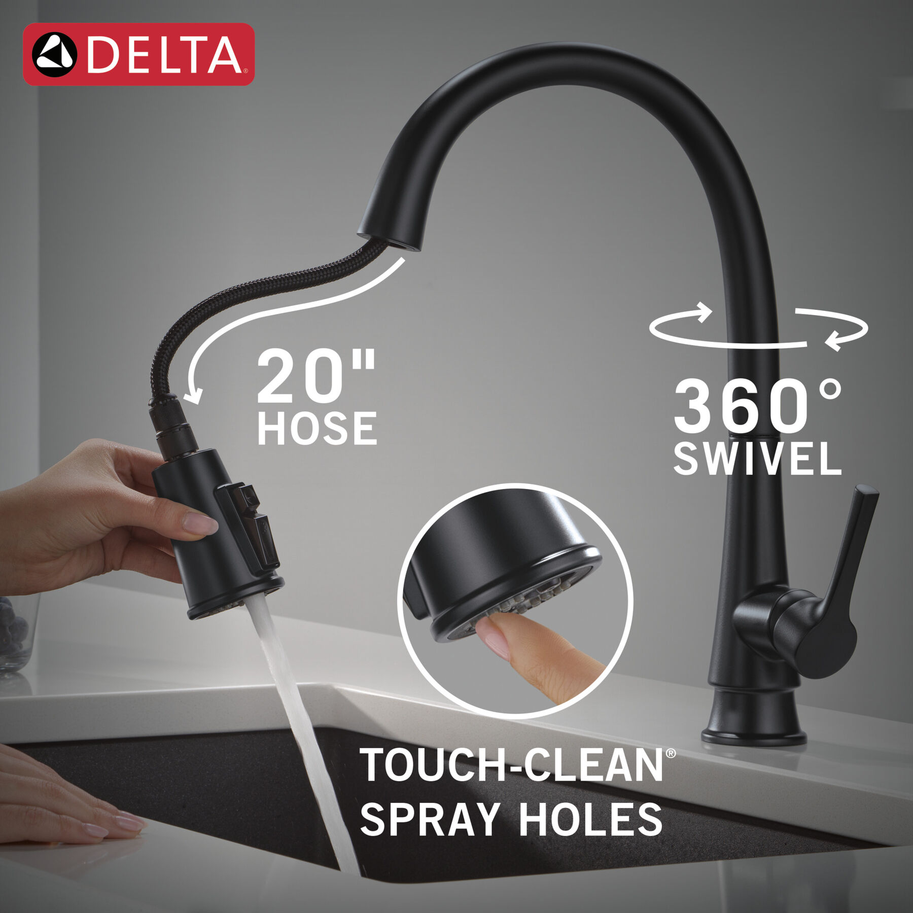 Single Handle Pull-Down Kitchen Faucet With ShieldSpray® Technology in Matte Black, image 6
