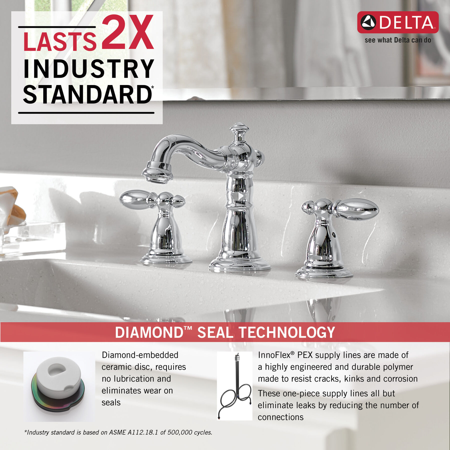 Llave para baño de extensión con dos manijas, imagen 2