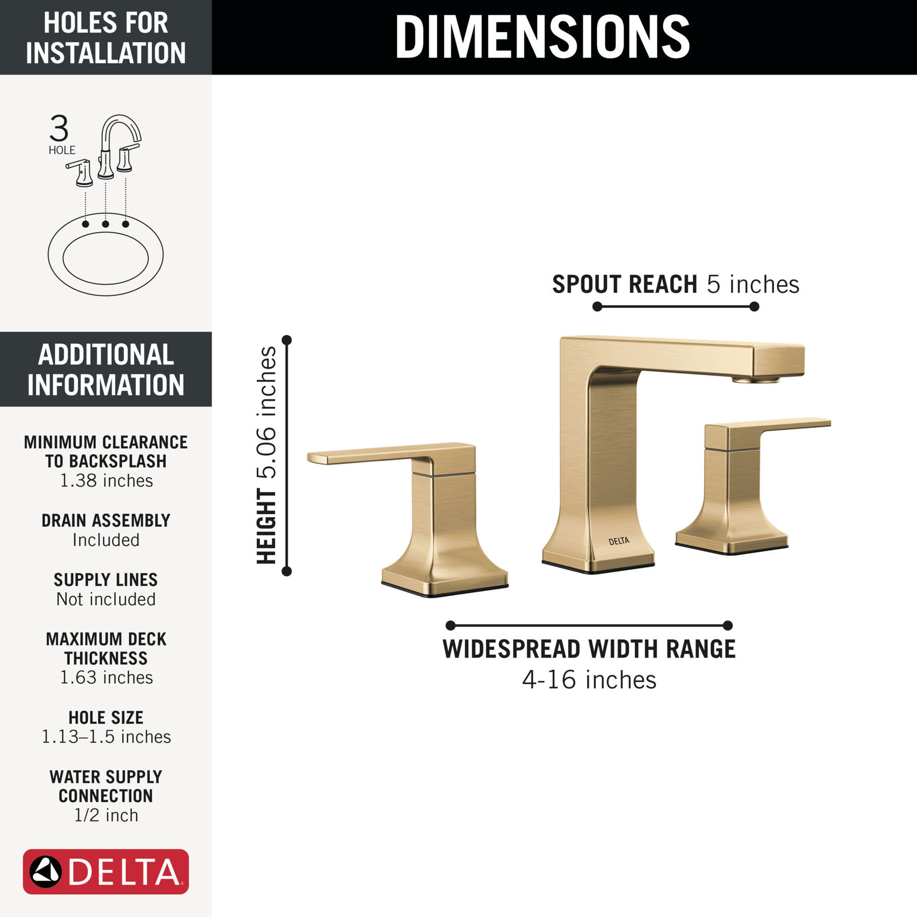 Llave para baño de extensión con dos manijas (producto recertificado), imagen 1