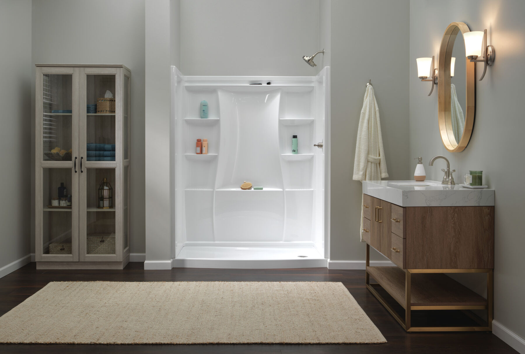 60x32 Alcove Shower Bundle without Door - Right Drain, image 2