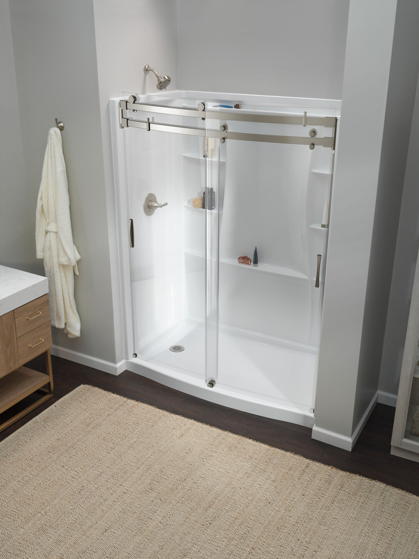 60 x 32" Curved Alcove Shower Base with Left Drain, image 7
