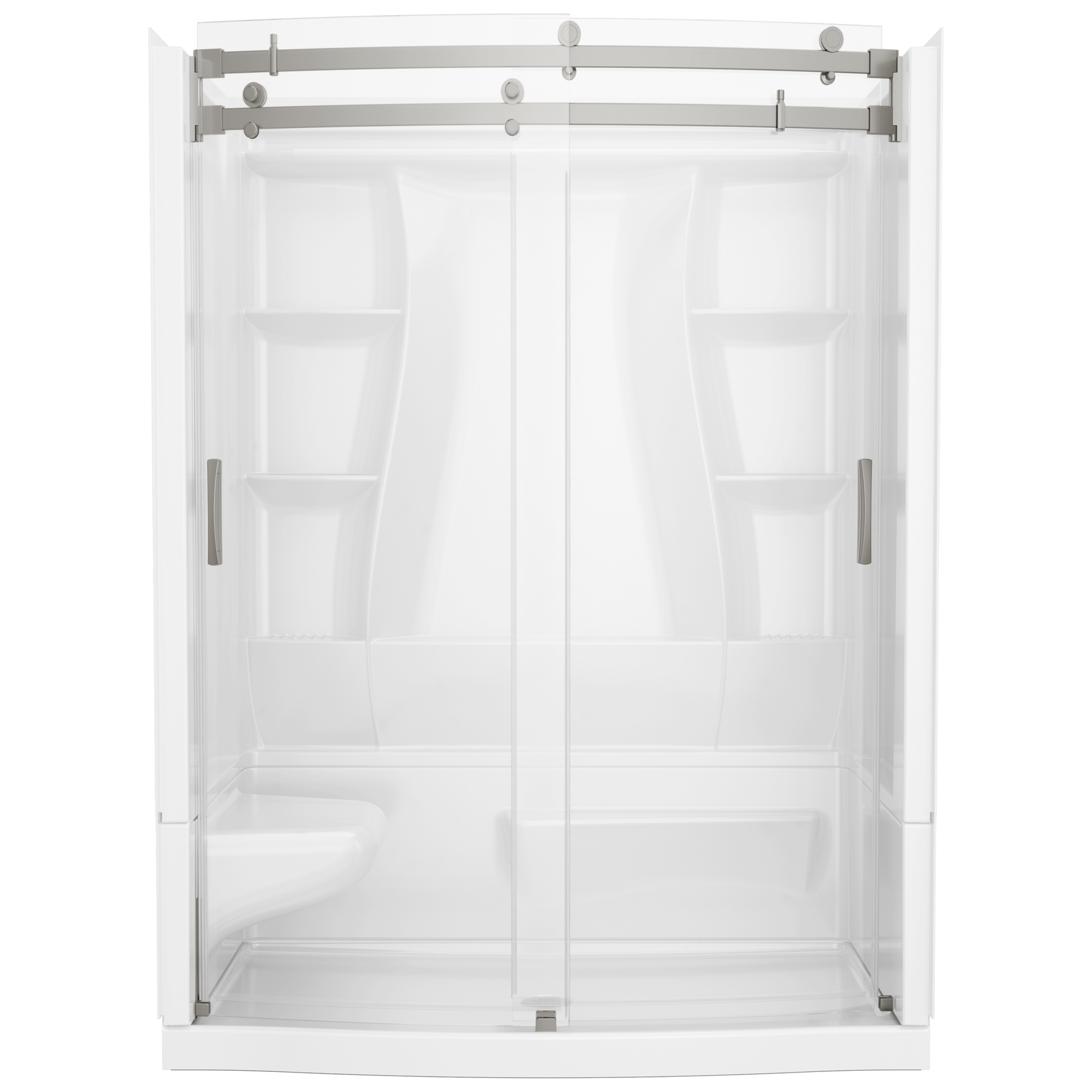 60x32 Alcove Shower Bundle with Door - Left Seat Center Drain Curve