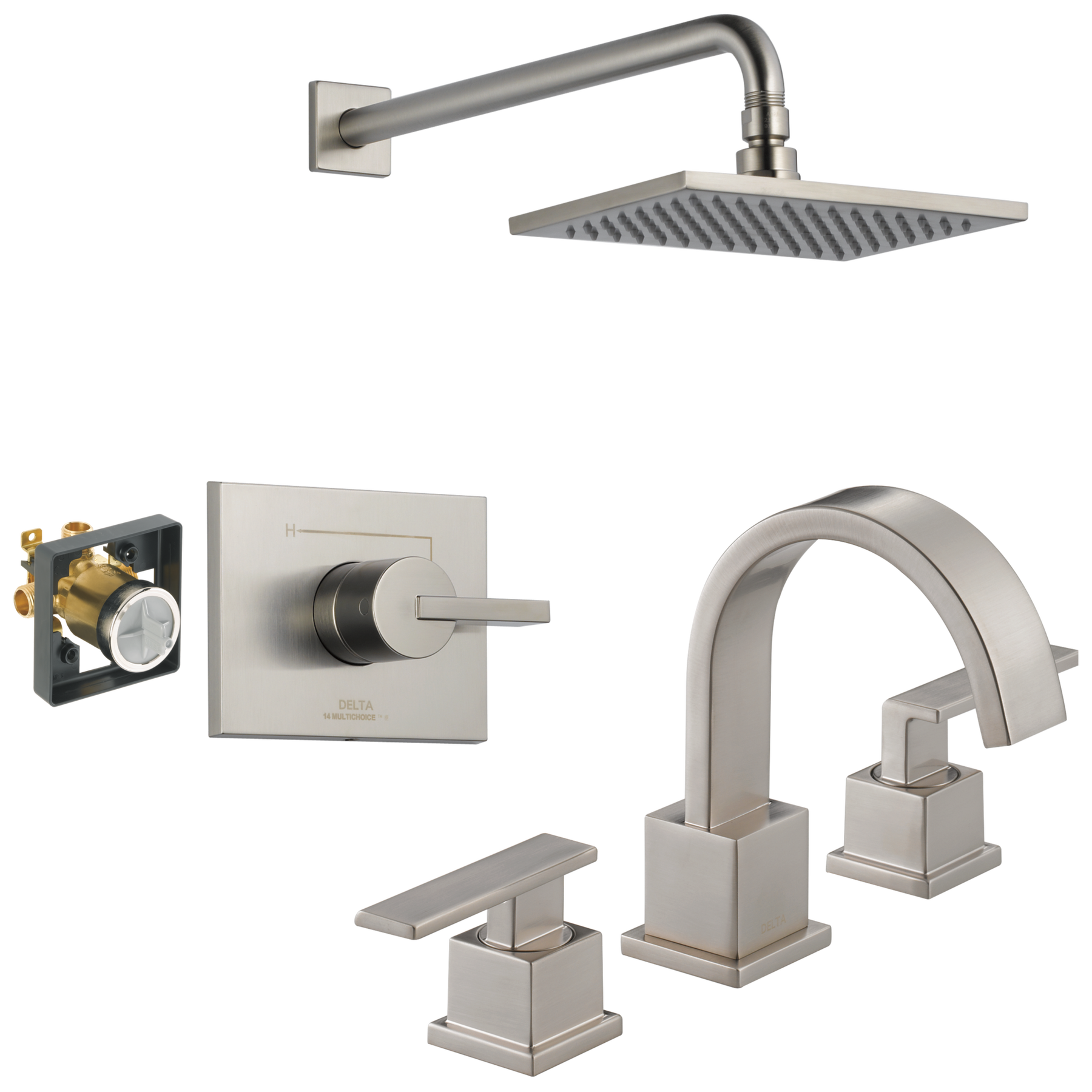 Widespread Lavatory Faucet with Shower Trim and Rough Bundle - 14 Series