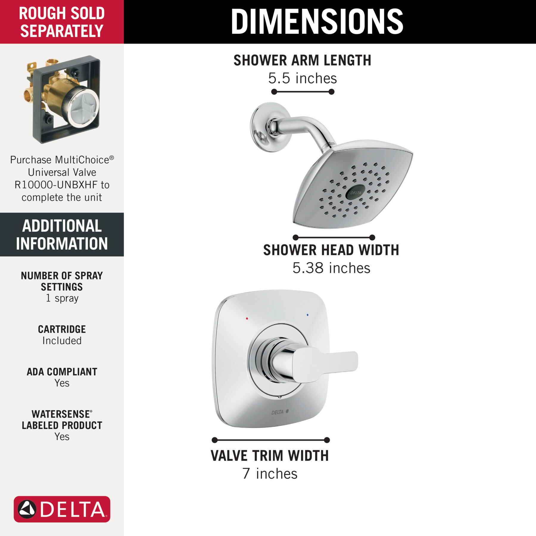 Single-Hole Lavatory Faucet with Shower Trim Bundle - 14 Series, image 2
