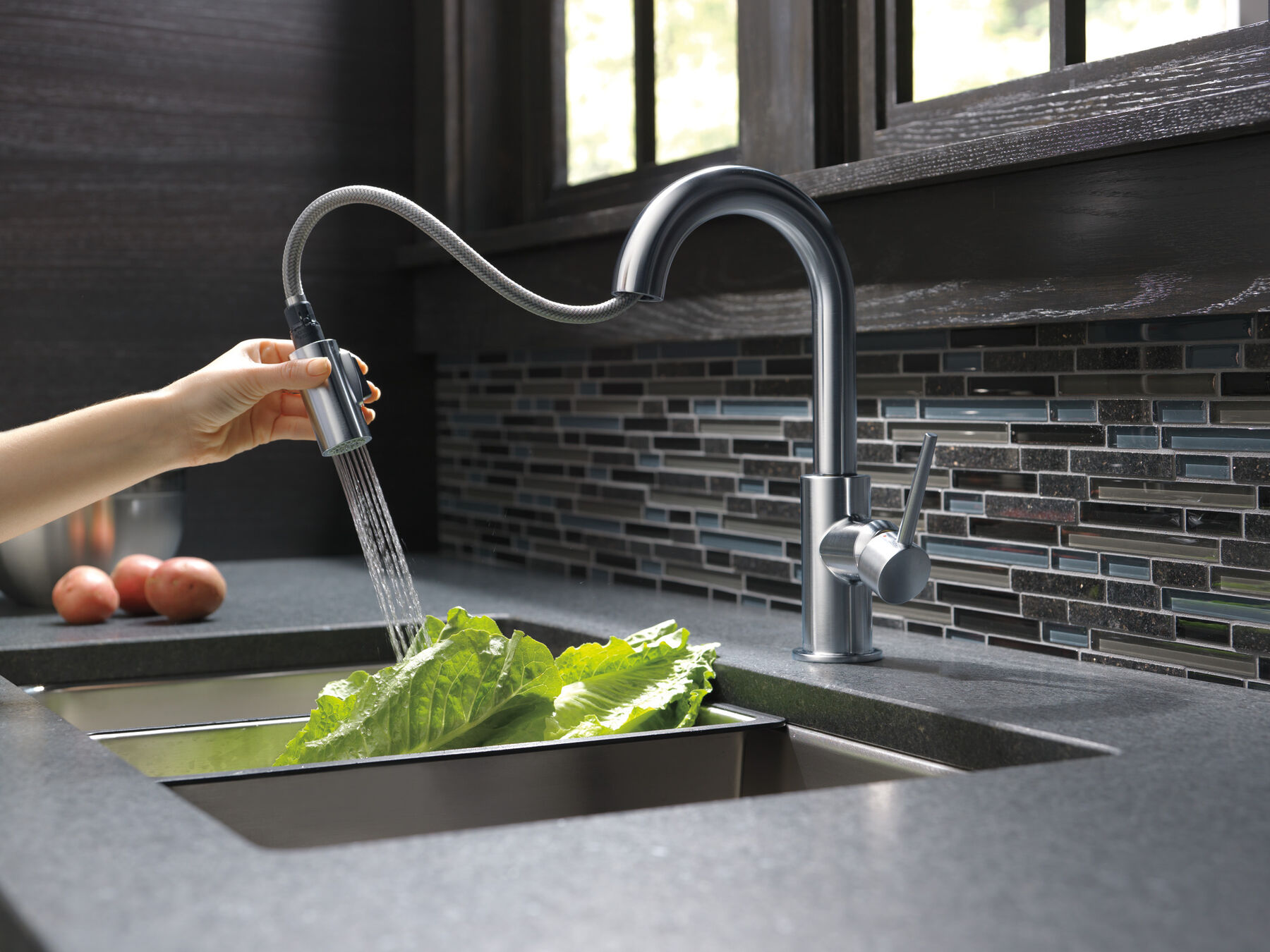 Llave para barra/encimera de cocina monomando extensible, giro limitado, imagen 4