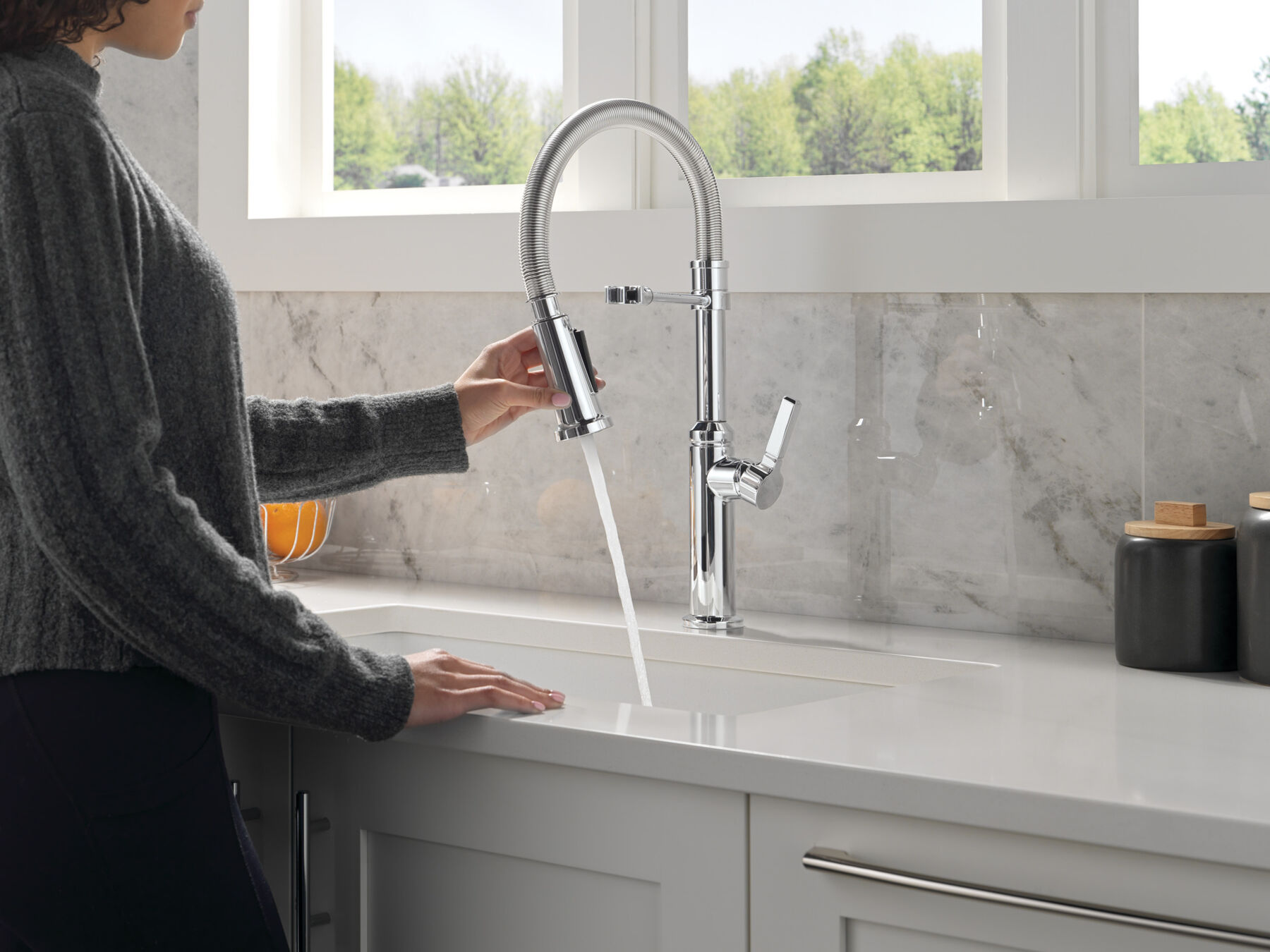 Llave para cocina monomando extensible con salida con resorte, imagen 5