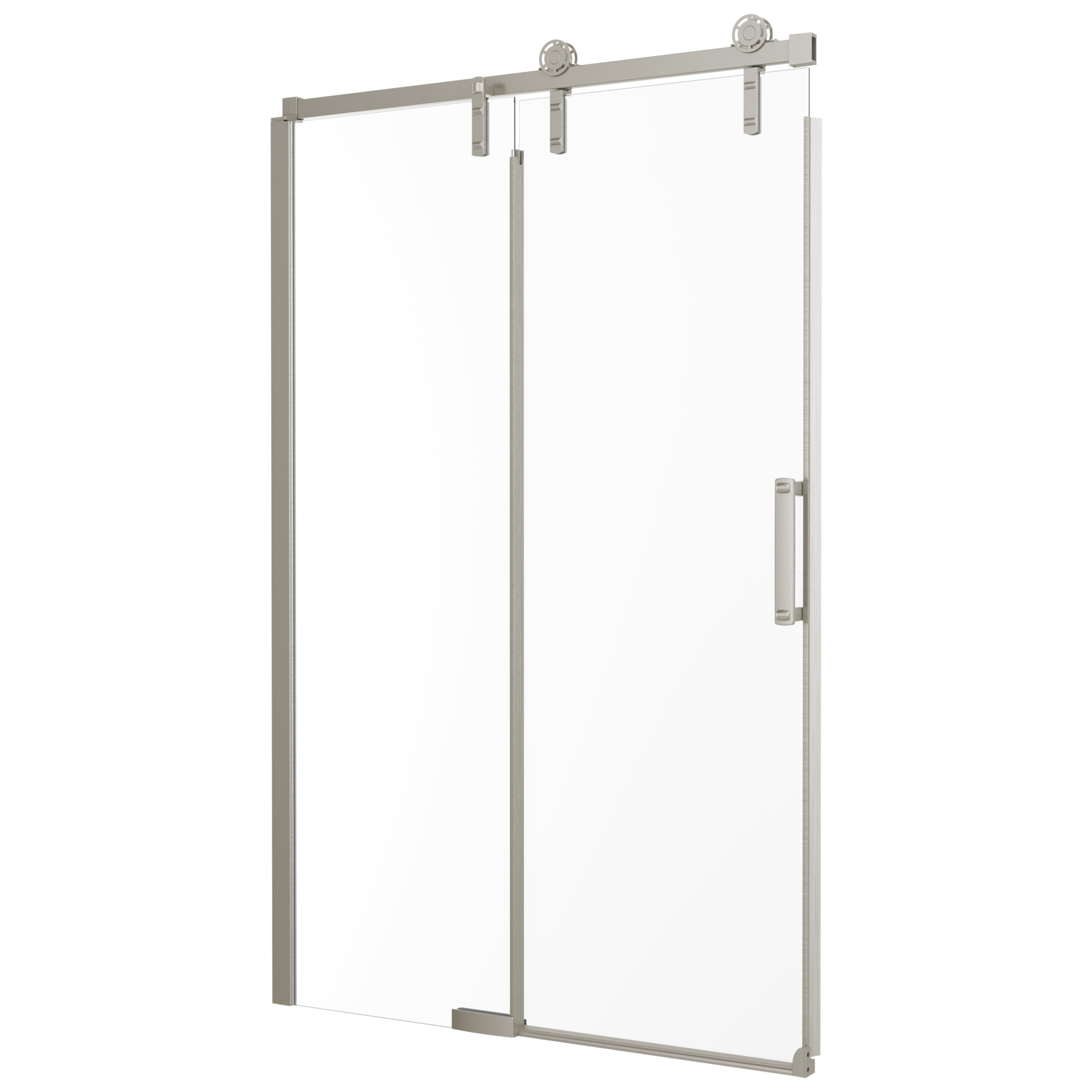 Puerta para ducha en esquina de acero inoxidable de 48" x 34"