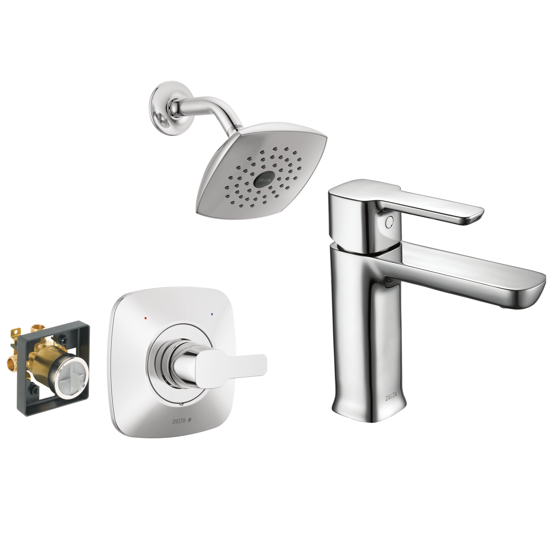 Single-Hole Lavatory Faucet with Shower Trim and Rough Bundle - 14 Series