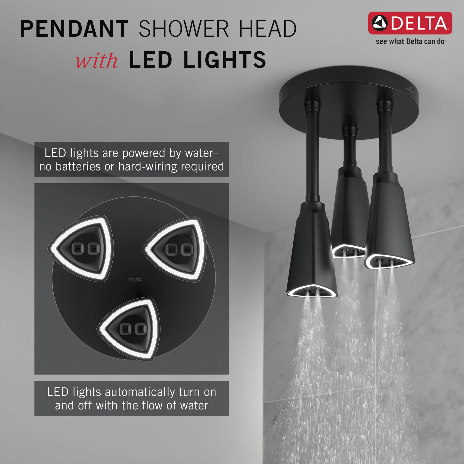 Regadera tipo lluvia colgante H<sub>2</sub>Okinetic® con luz de LED, imagen 2