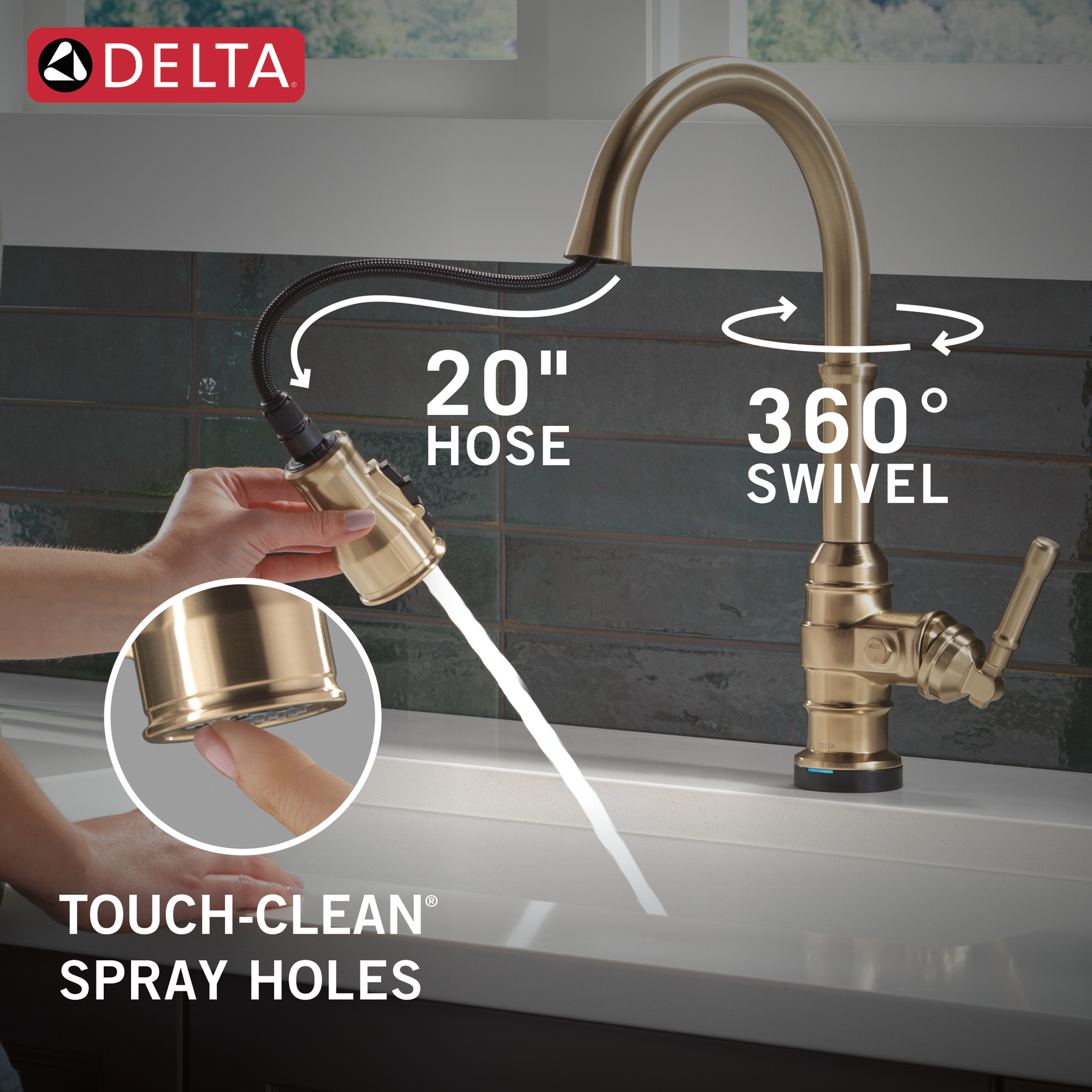 Touch<sub>2</sub>O® Technology Kitchen Faucet with Touchless Technology, image 8